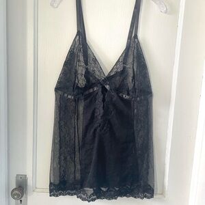 Adore Me Black Lace Babydoll 3X Sheer Mesh Lingerie Chemise Plus Size
